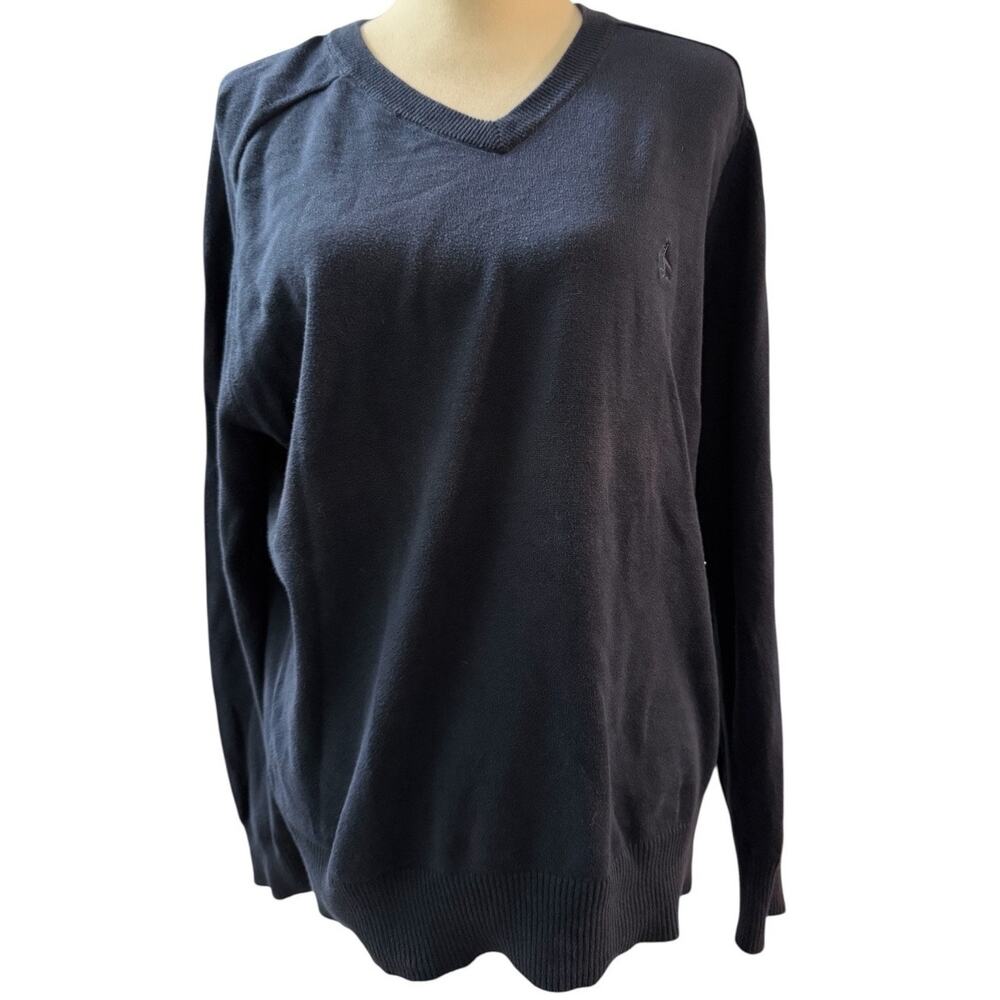 Original Penguin By Munsingwear 100% Cotton V-Neck Navy Blue Sweater, Men's XL
